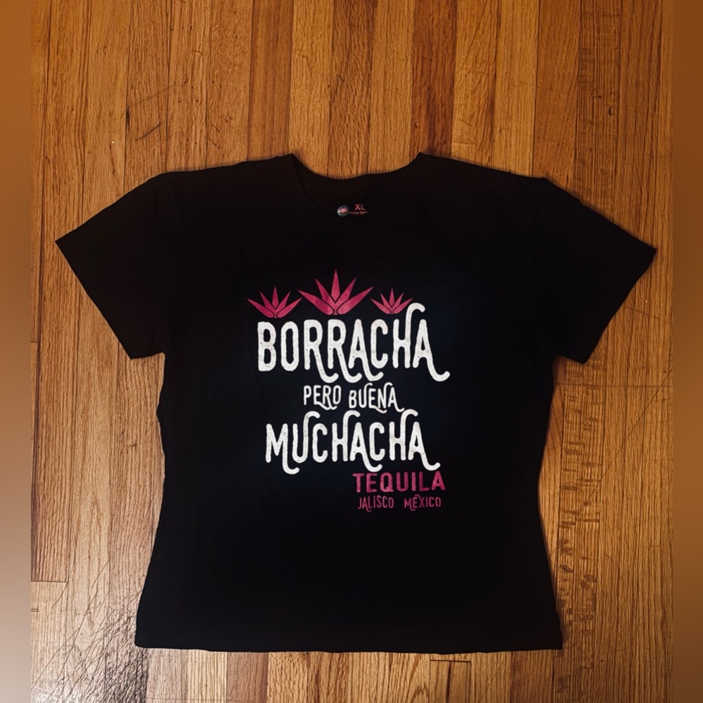 Women's Graphic Print Cotton T-Shirt XL Black